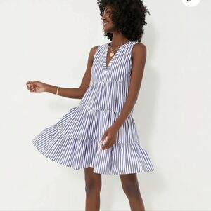 Tuckernuck Kenzo Cotton Poplin Blue White Stripe Tiered Sleeveless Dress XL